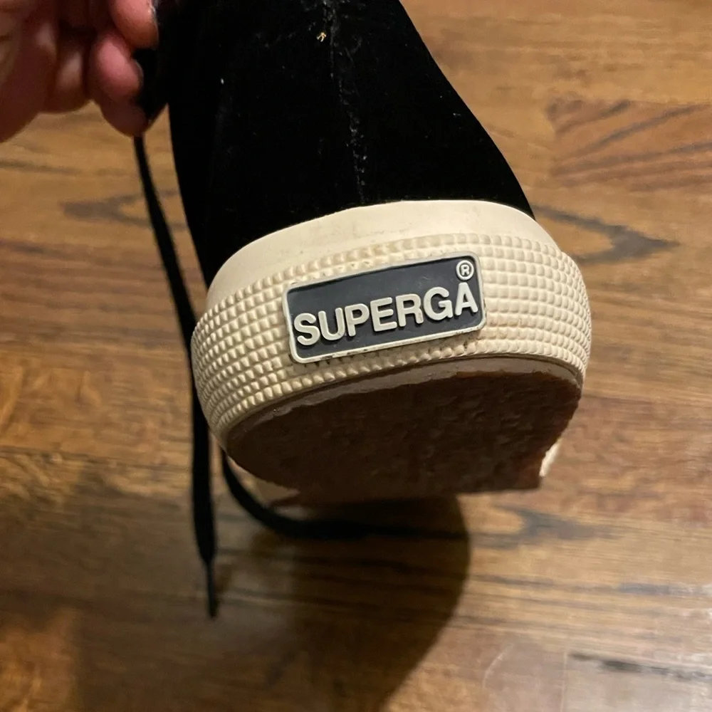 Superga velvet  black high top sneakers